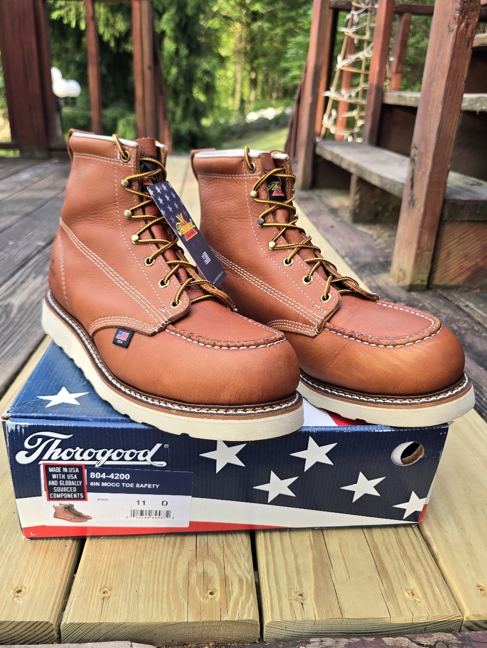Thorogood, American Heritage 6″ Tobacco Brown Safety Toe Work Boots, Sz 11D